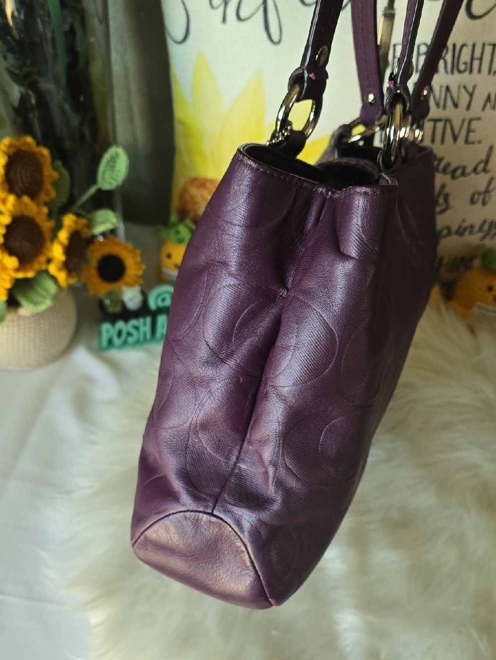 Coach Soho Purple Leather Signature Buckle Tote with Hangtag GUC - Picture 6 of 16